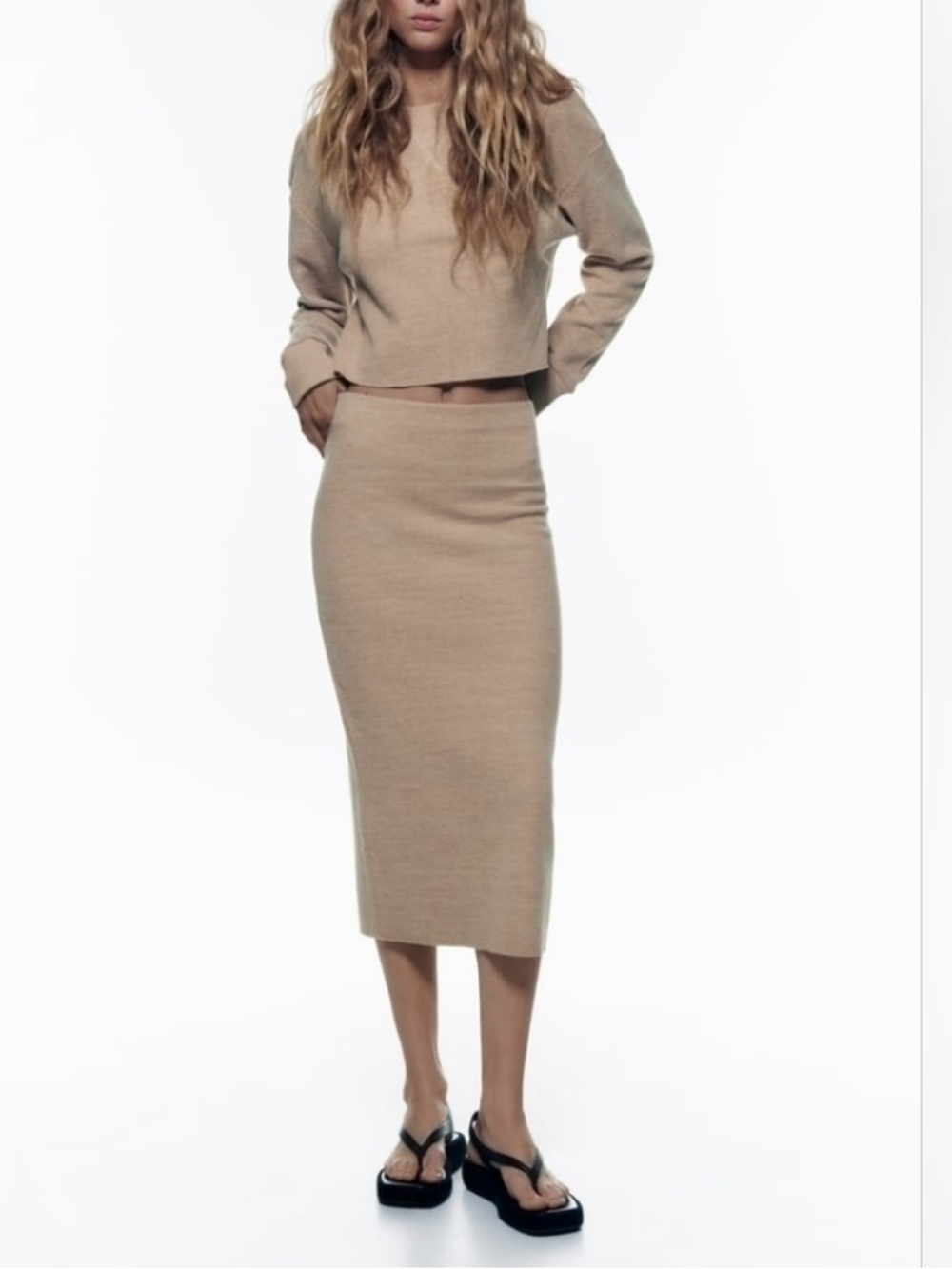 Zara Knit style Midi Pencil Skirt